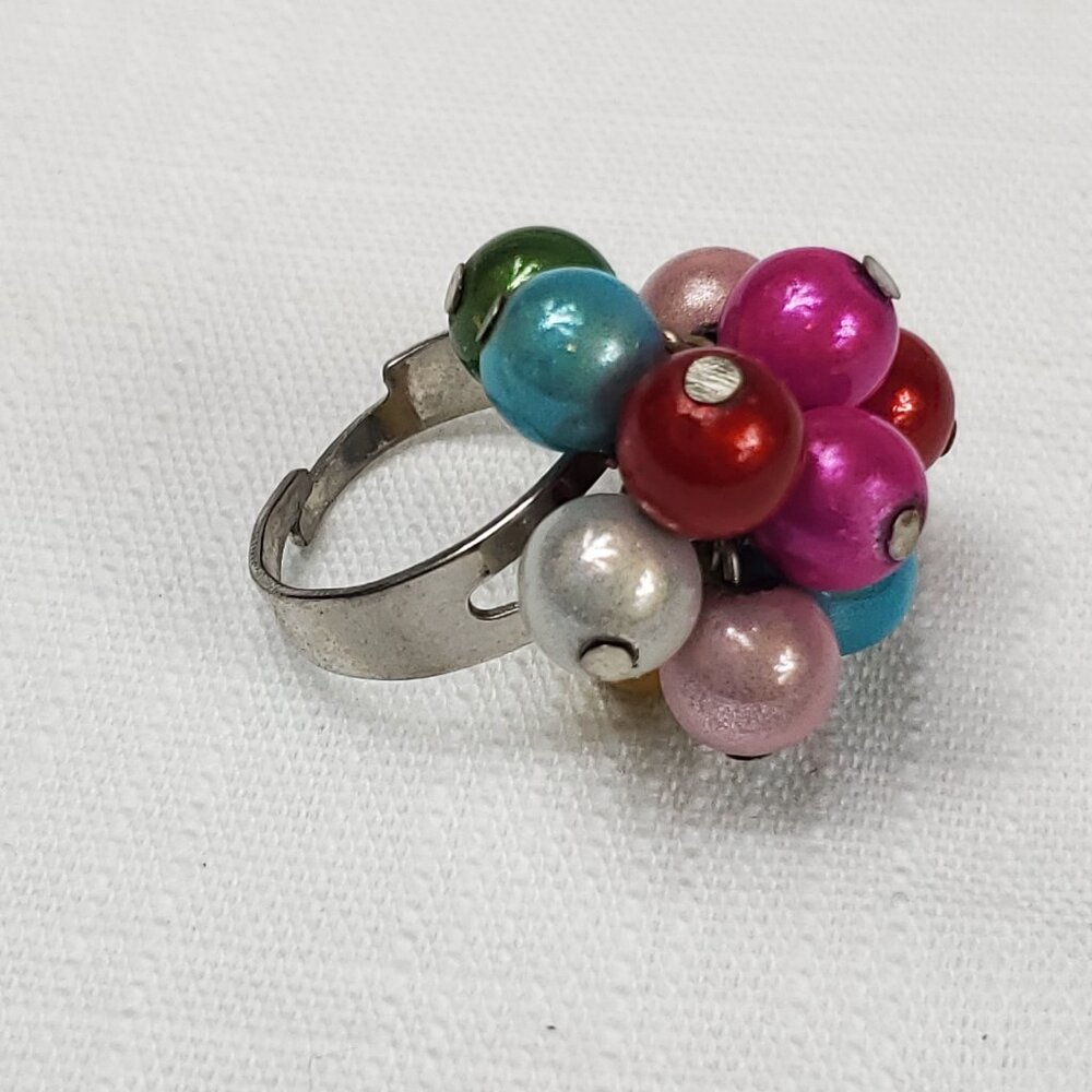 Super Cute Adjustable Multi Color Cluster Ring